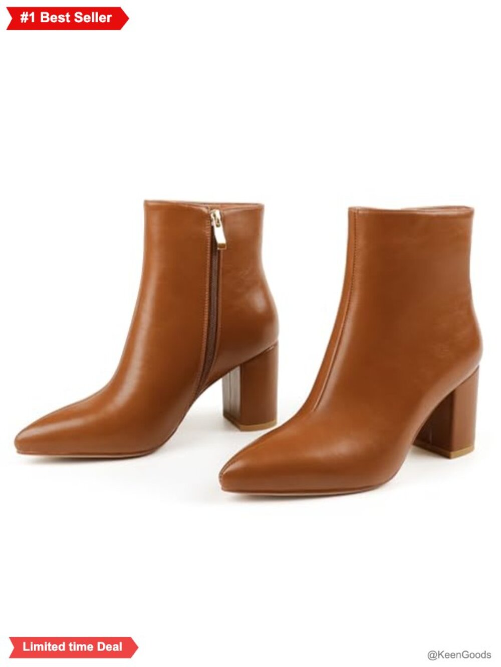 Ankle Boots Chunky Block Heel Pointed Toe Side Zip Booties